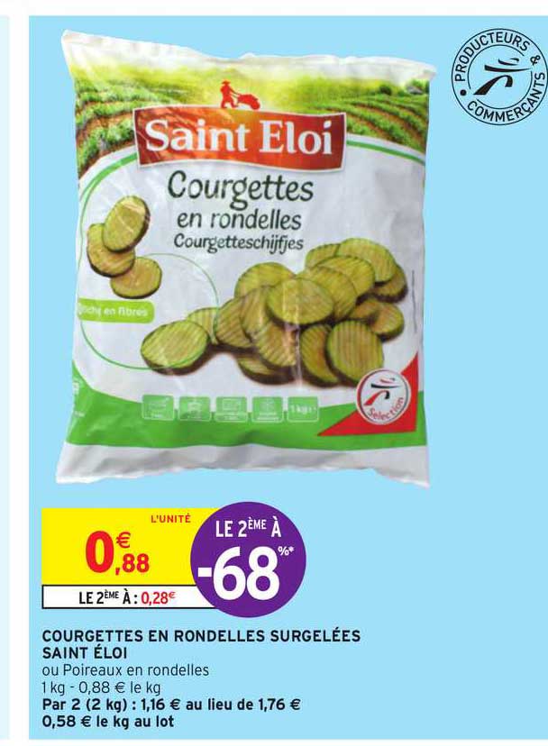 courgettes en rondelles surgelées saint éloi