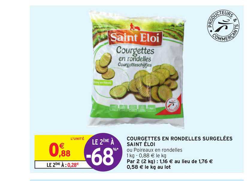 courgettes en rondelles surgelées saint éloi