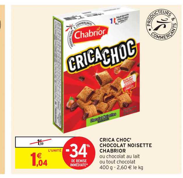 Crica Choc' Chocolat Noisette Chabrior