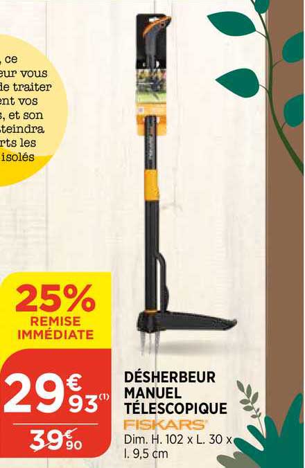 Désherbeur Manuel Télescopique Fiskars