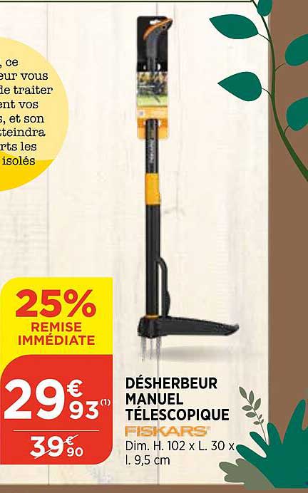 désherbeur manuel télescopique fiskars