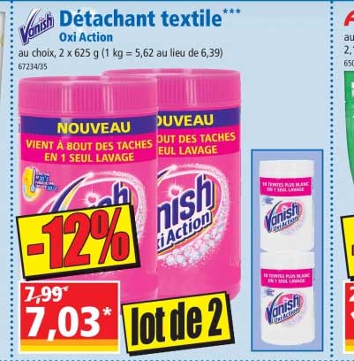 détachant textile oxi action vanish
