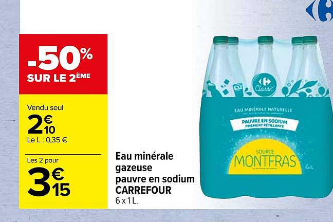 eau minérale gazeuse pauvre en sodium carrefour
