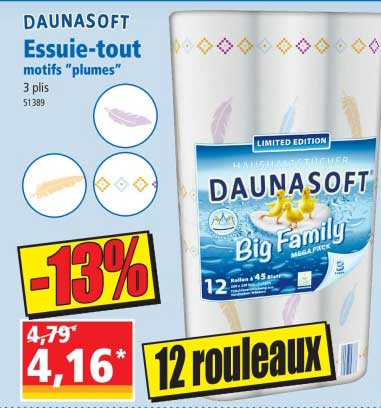 essuie-tout motifs "plumes" daunasoft