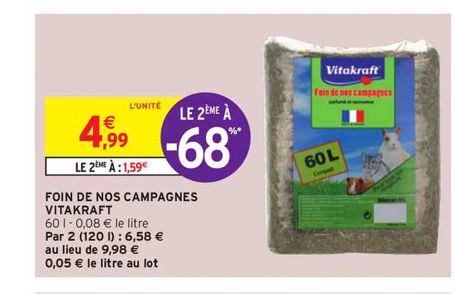 foin de nos campagnes vitakraft le 2ème à -68%