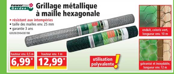 grillage métallique à maille hexagonale