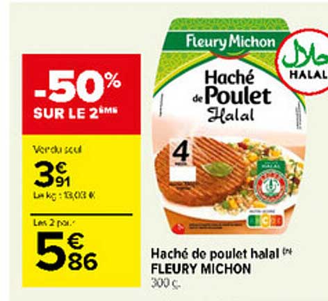 haché de poulet halal fleury michon