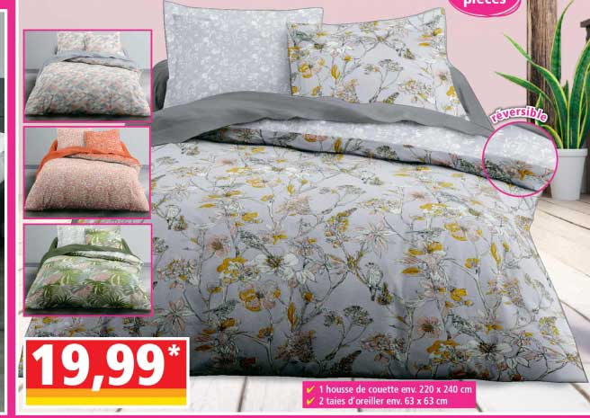 housse de couette, 2 taies d'oreiller