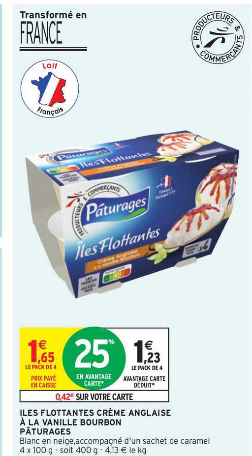 îles flottantes crème anglaise à la vanille bourbon pâturages