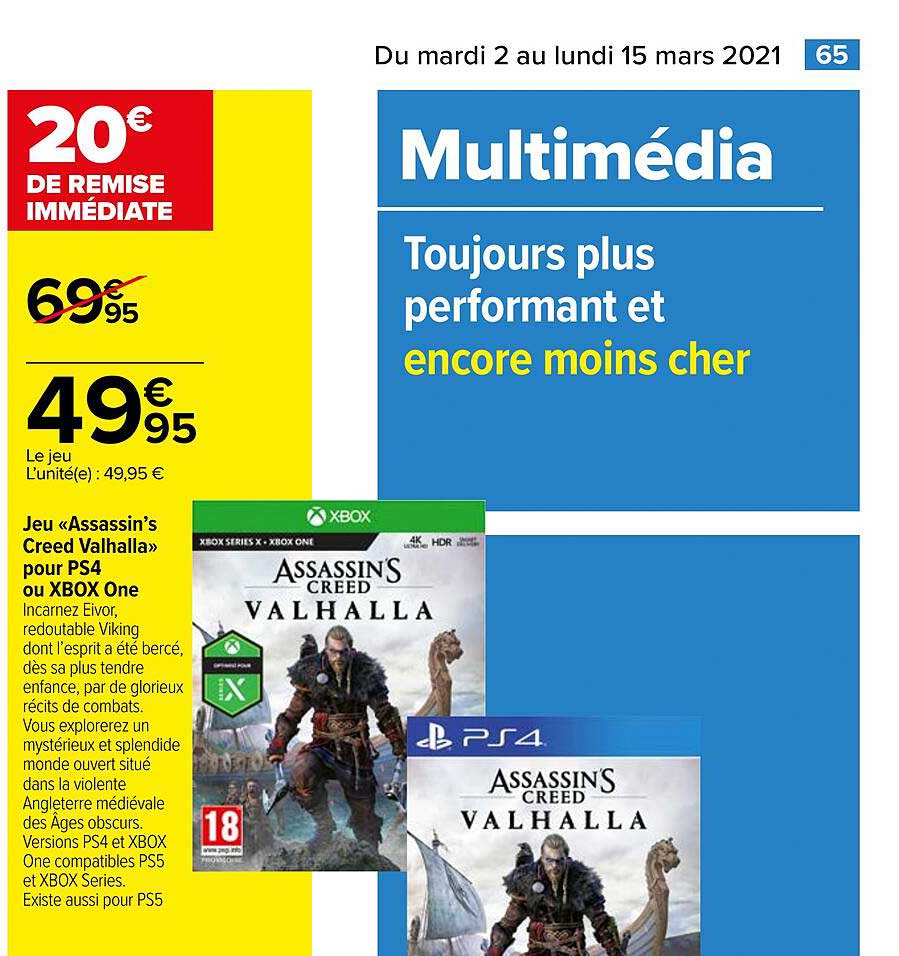 jeu «assassin's creed valhalla» pour ps4 ou xbox one
