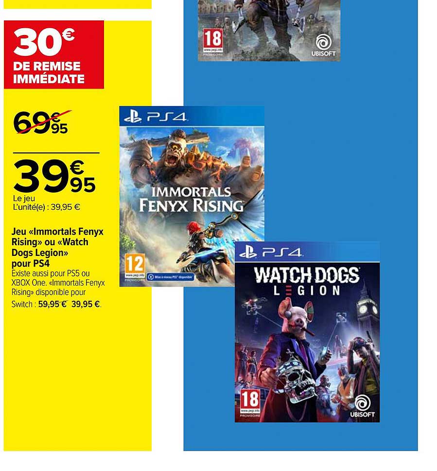 jeu «immortals fenyx rising» ou «watch dogs legion» pour ps4