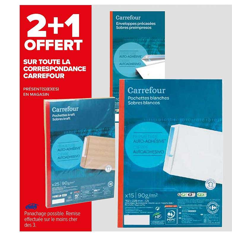 la correspondance carrefour : enveloppes, pochettes kraft, pochettes blanche