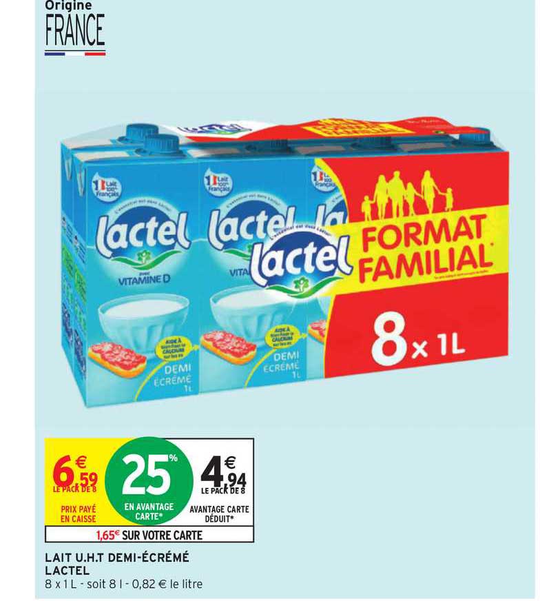 lait u.h.t. demi-écrémé lactel
