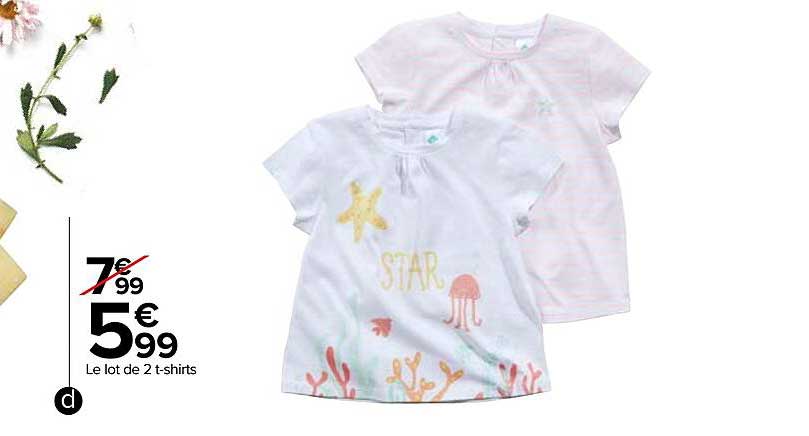 le lot de 2 t-shirts