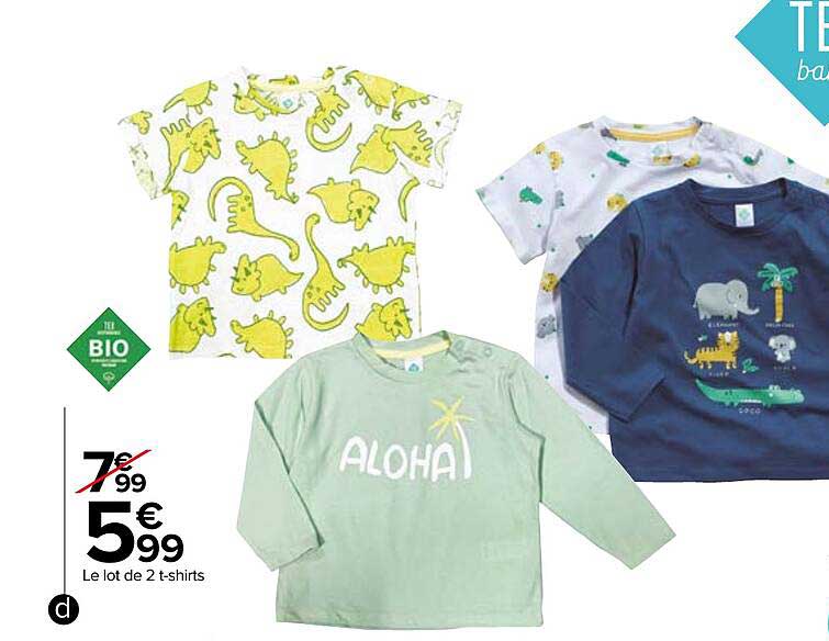 le lot de 2 t-shirts tex bio