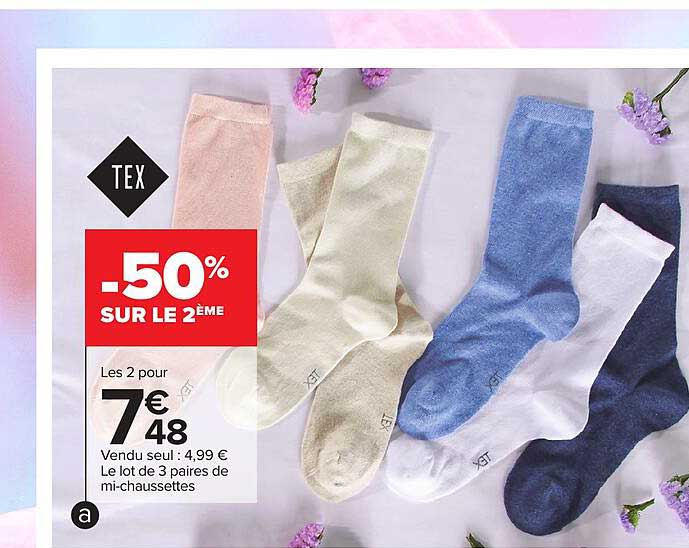 le lot de 3 paires de mi-chaussettes tex