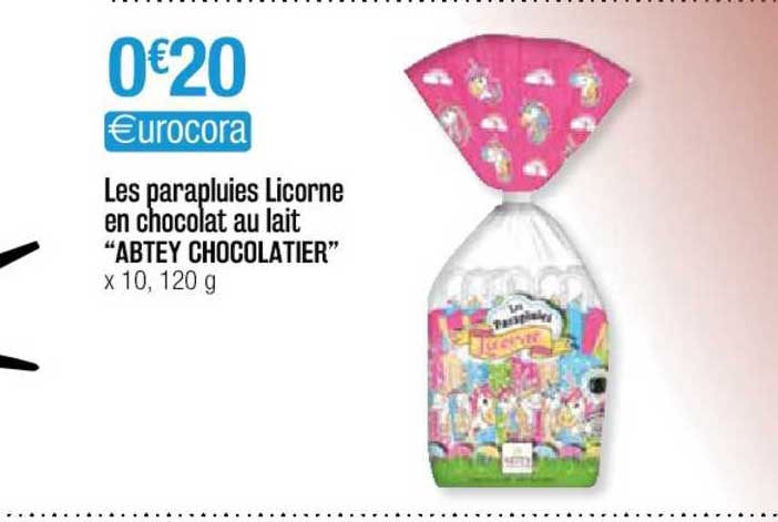 les parapluies licorne en chocolat au lait "abtey chocolatier"