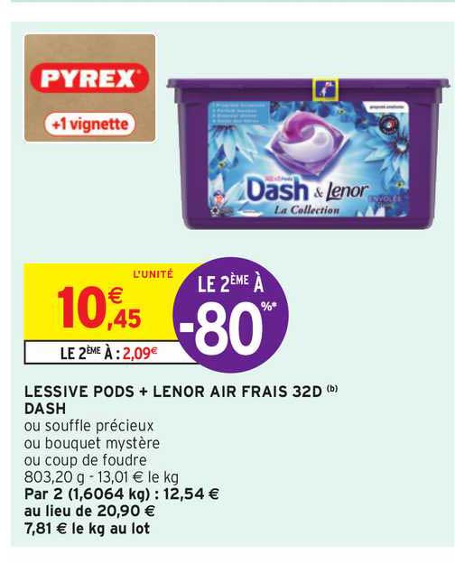 lessive pods + lenor air frais 32d dash