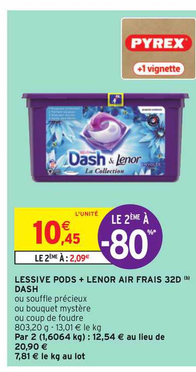 lessive pods + lenor air frais 32d dash