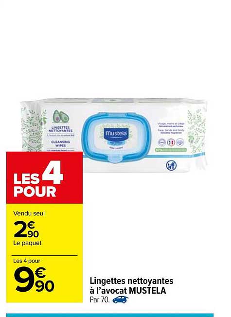 lingettes nettoyantes à l'avocat mustela