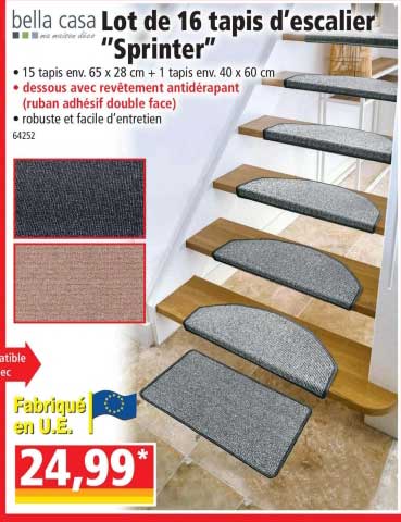 lot de 16 tapis d'escalier "sprinter" bella casa