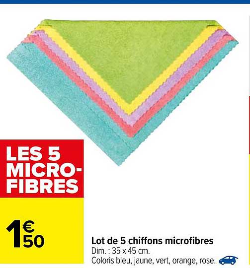 Lot De 5 Chiffons Microfibres