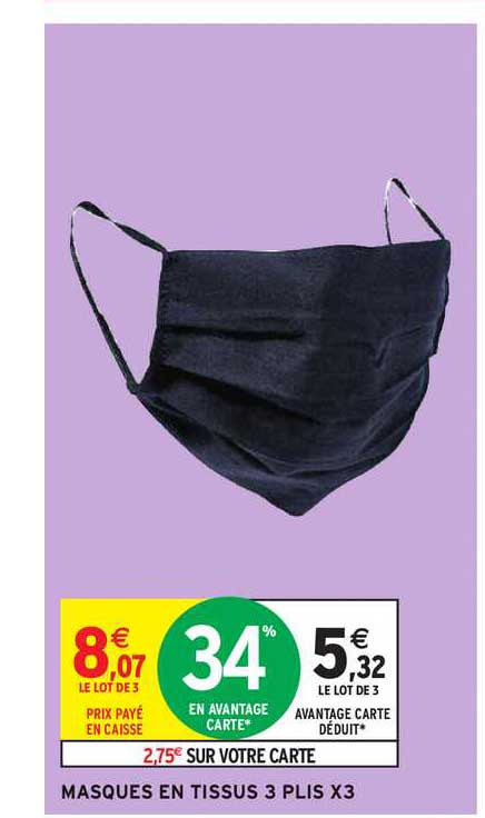 masques en tissus 3 plis x3