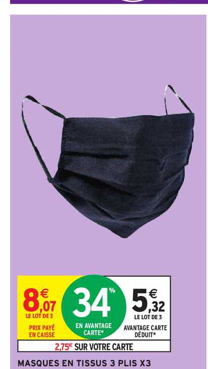 masques en tissus 3 plis x3