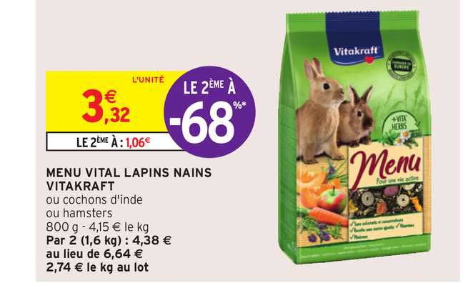 menu vital lapins nains vitakraft le 2ème à -68%
