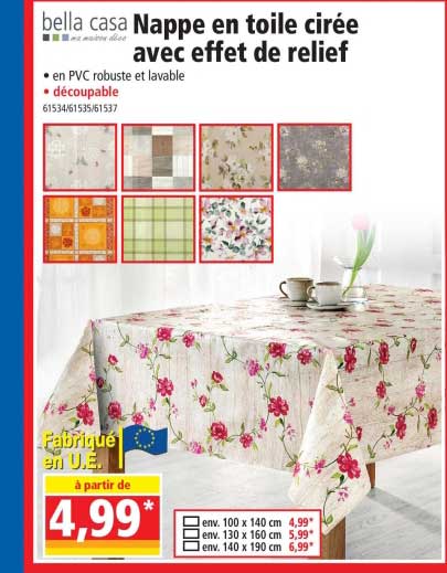 nappe en toile cirée avec effet de relief bella casa