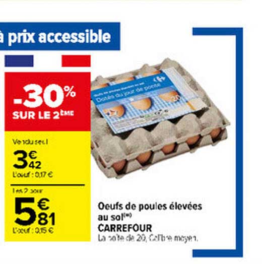 oeufs de poules élevées au sol carrefour