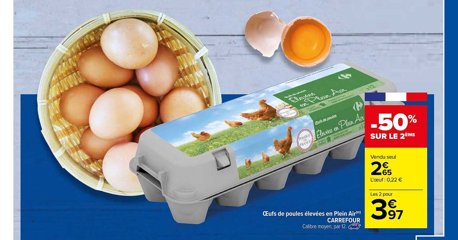 oeufs de poules élevées en plein air carrefour