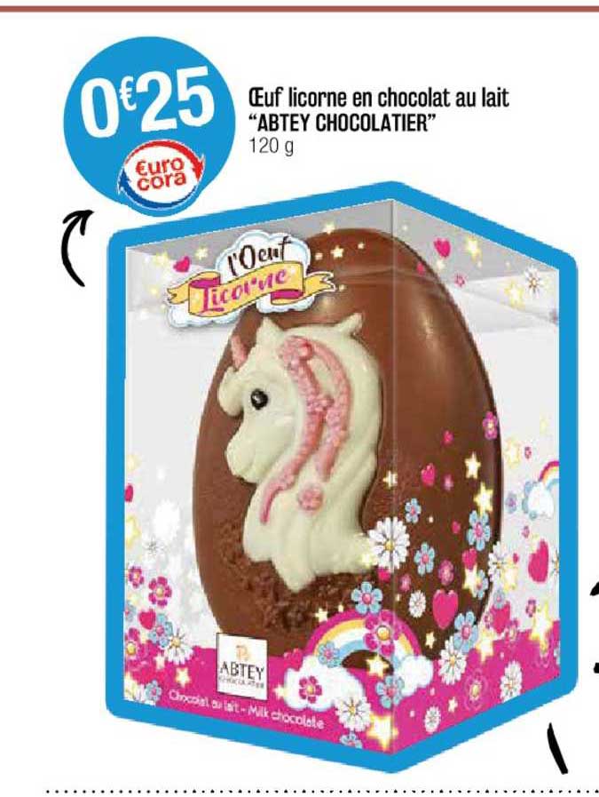 œuf licorne en chocolat au lait "abtey chocolatier"