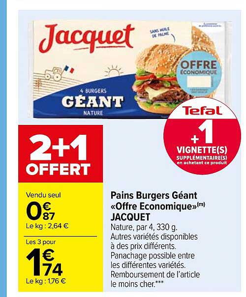 pains burgers géant «offre économique» jacquet