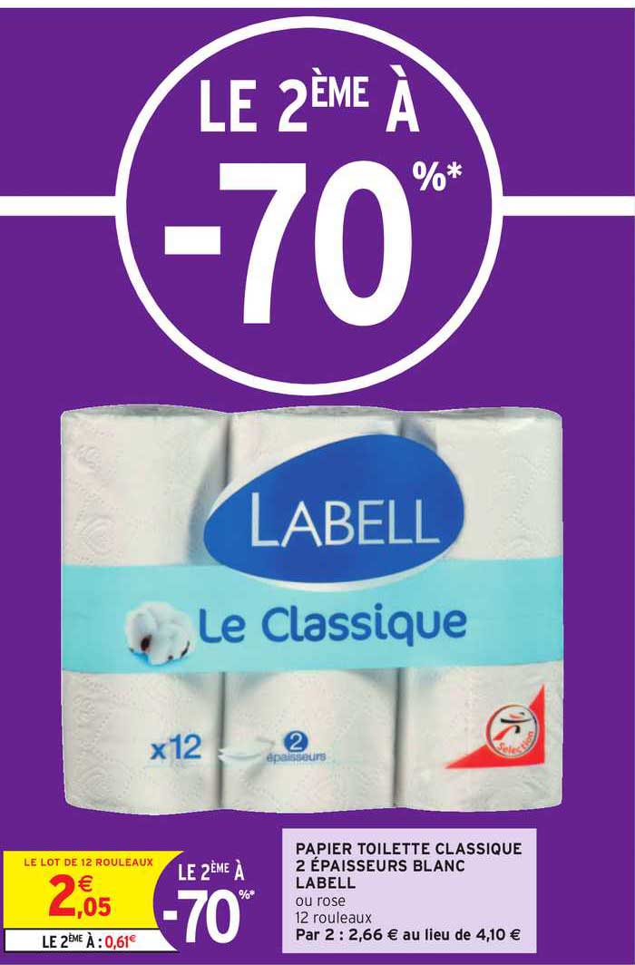 papier toilette classique 2 épaisseurs blanc labell