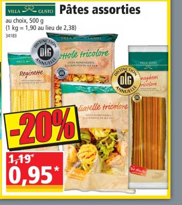 pâtes assorties villa gusto