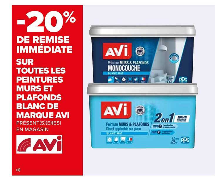 peintures murs et plafons blanc de marque avi