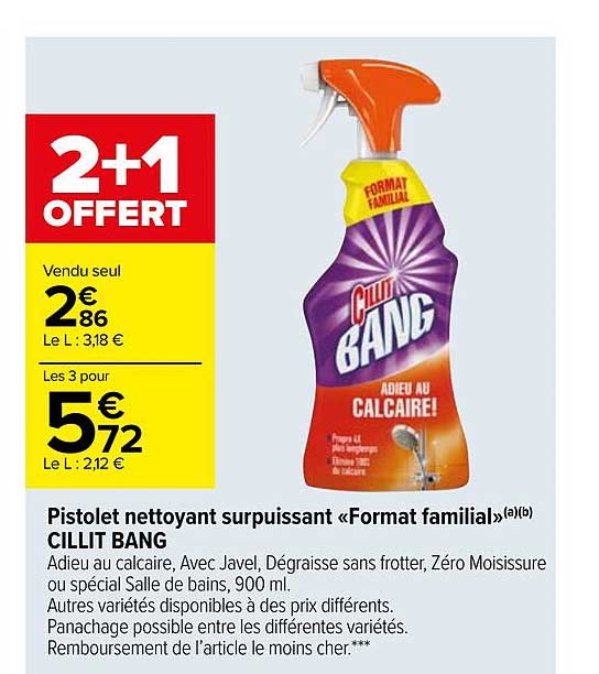 pistolet nettoyant surpuissant «format familial» cillit bang