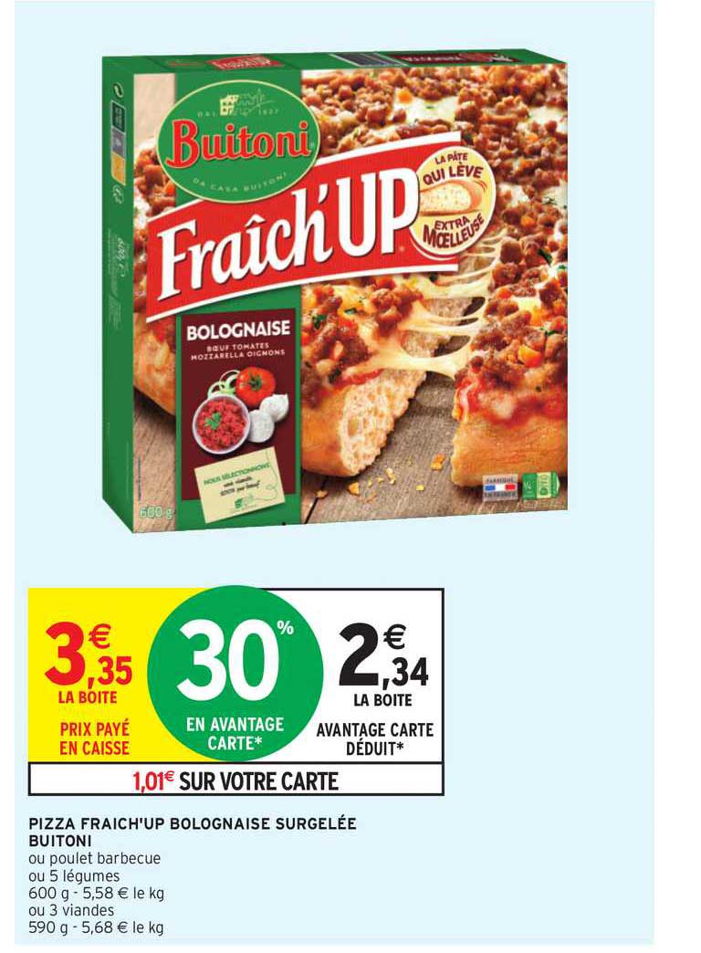 pizza fraîch'up bolognaise surgelée buitoni