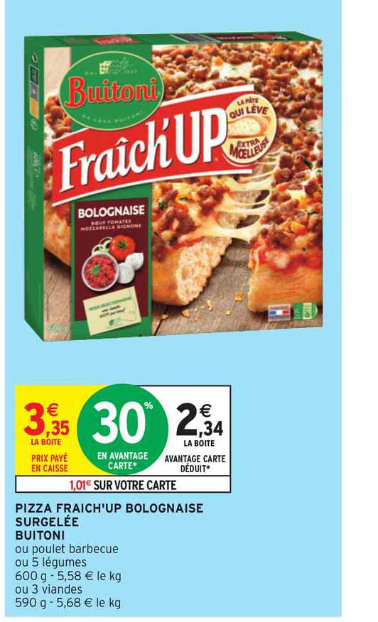 pizza fraîch'up bolognaise surgelée buitoni