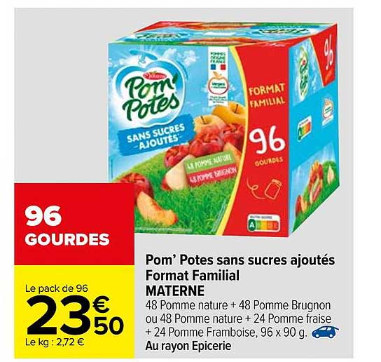 pom'potes sans sucres ajoutés format familial materne