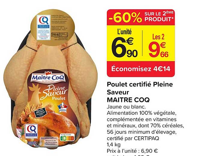 poulet certifié pleine saveur maître coq