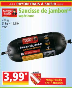 saucisse de jambon supérieure metzger muller
