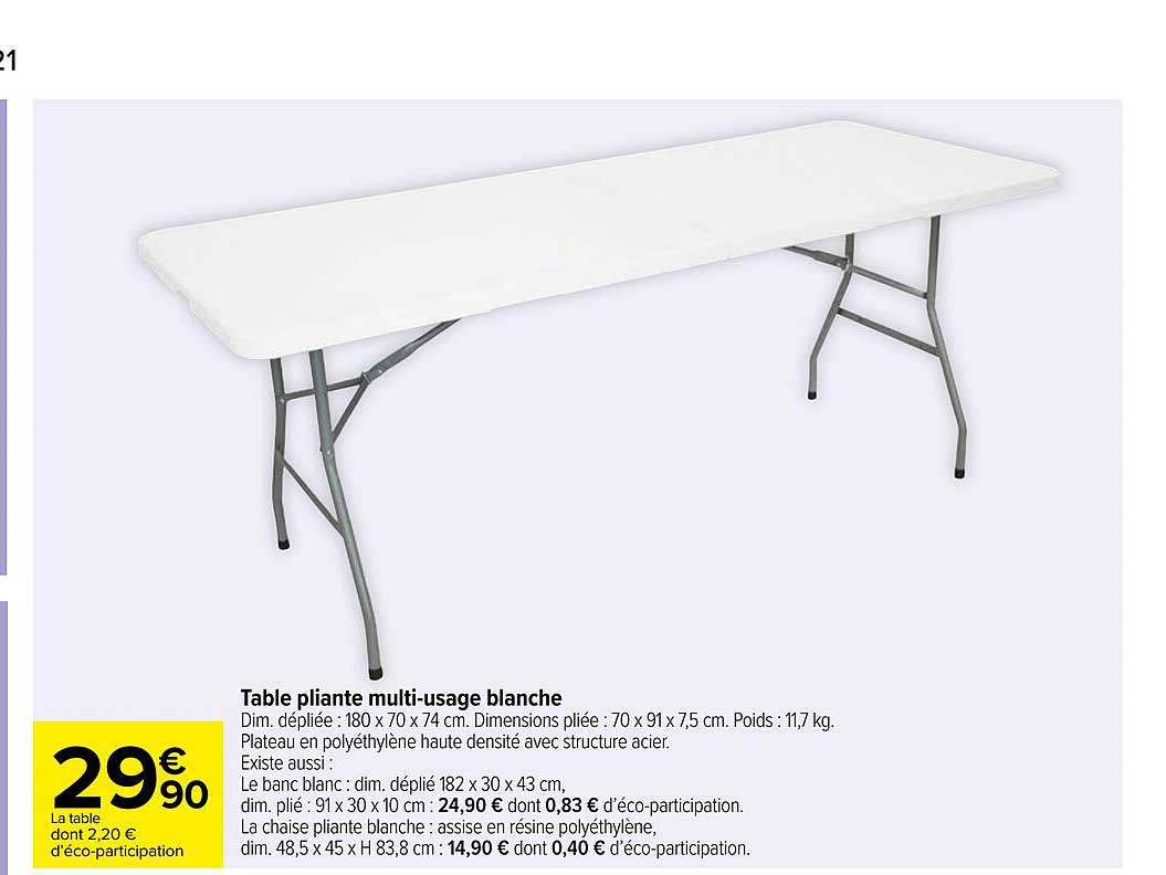 Table Pliante Multi-usage Blanche