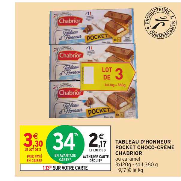 Tableau D'honneur Pocket Choco-crème Chabrior