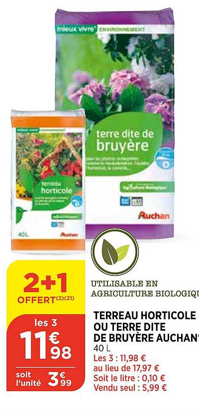 terreau horticole ou terre dite de bruyère auchan