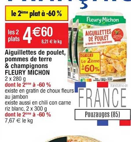 aiguillettes de poulet pommes de terre & champignons fleury michon