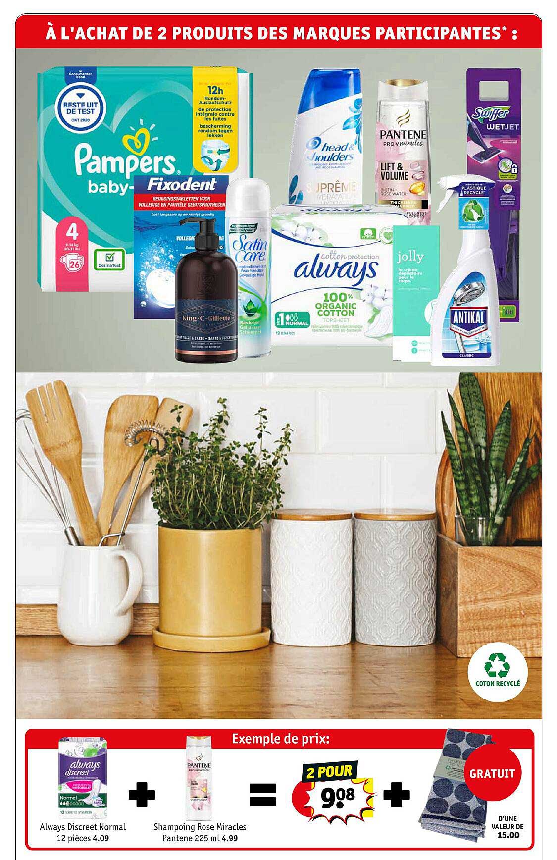 always discreet normal + shampoing rose miracles pantene