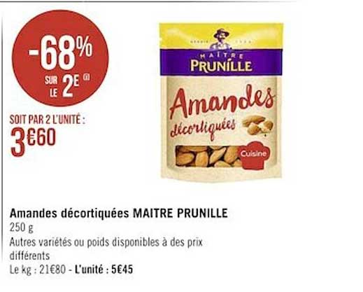 amandes décortiquées maître prunille
