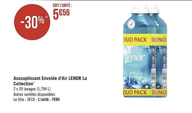 assouplissant envolée d'air lenor la collection